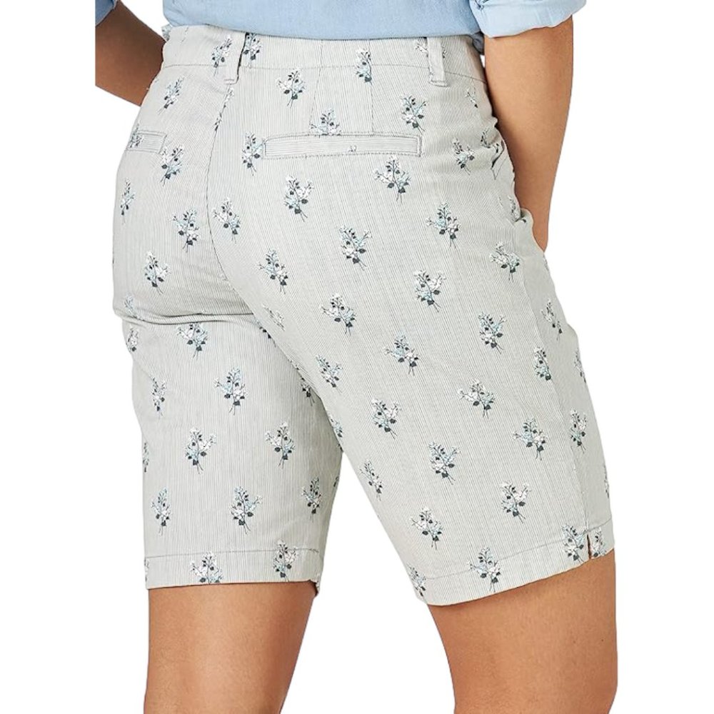 NWT LEE PETITE REGULAR FIT CHINO BERMUDA SHORTS (STRIPED FLORAL)